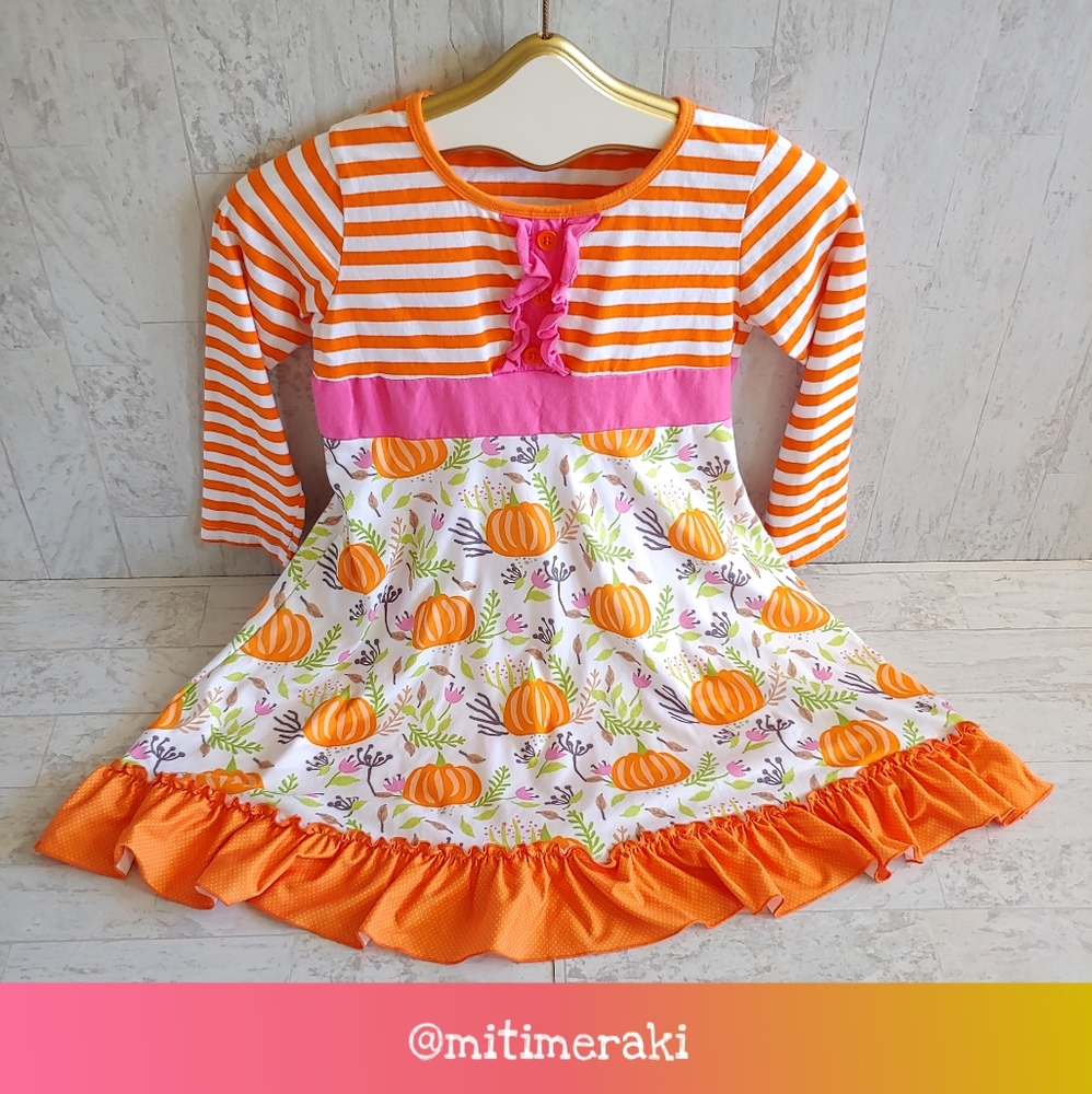 Boutique Fall Holiday Pumpkin Patch Dress Girls Size 7 (3XL)